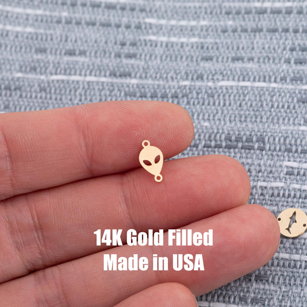 Alien Head Connector - Tiny 14Kt Gold Filled or Sterling Silver Connectors- for Bracelet or Necklace - Permanent Jewelry Supply