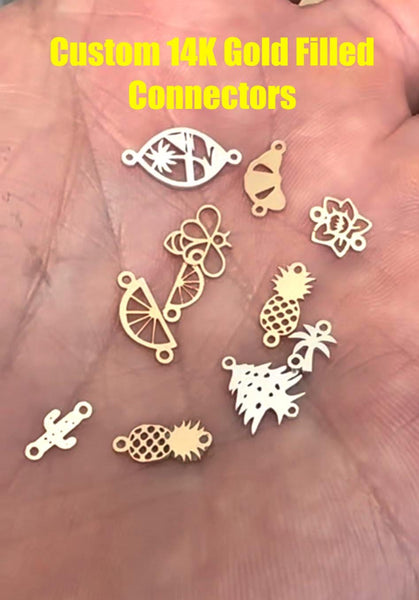 Create a CUSTOM request or logo connector - any small graphic or word- for Permanent Jewelry, sterling silver or gold filled- 5 or 10 pcs