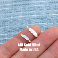 Feather Connector Permanent Jewelry Connector- Intricate Detail - 14kt gold filled or Sterling Silver - Made in the USA - Custom