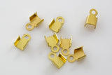 SOLID BRASS Cord Tip, Fold over 4x7mm All Sizes