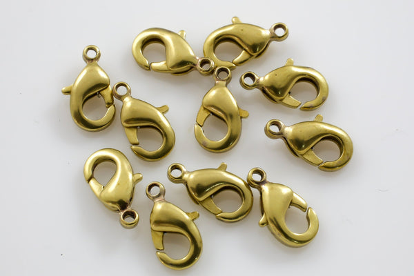 SOLID BRASS Round Lobster Clasps All Sizes
