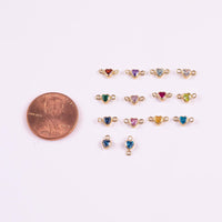 4mm 14kt Gold Filled Heart Shaped Birthstone CONNECTORS - 4mm Heart CZs - You Choose Mix & Match - Permanent Jewelry Supply