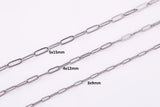 Stainless Steel PAPERCLIP Flat Chain - Yard or Full Spool - High Quality Polished Stainless Steel - Hypoallergenic 2.5mm 3mm 4mm