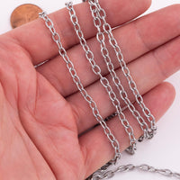 Stainless Steel Oval Chain 4x6mm - Yard or Full Spool - High Quality Polished Stainless Steel - Hypoallergenic