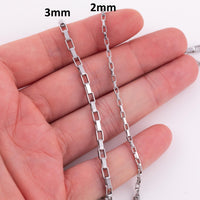 Stainless Steel Rectangle Chain - Yard or Full Spool - High Quality Polished Stainless Steel - Hypoallergenic 2mm 3mm