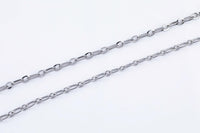 Stainless Steel PAPERCLIP Flat Chain - Yard or Full Spool - High Quality Polished Stainless Steel - Hypoallergenic 2.5mm 3mm 4mm