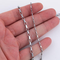 Stainless Steel Rectangle Chain - Yard or Full Spool - High Quality Polished Stainless Steel - Hypoallergenic 2mm 3mm