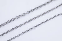 Stainless Steel Oval Chain 4x6mm - Yard or Full Spool - High Quality Polished Stainless Steel - Hypoallergenic