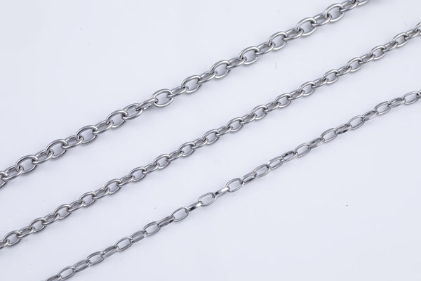 Stainless Steel Oval Chain 4x6mm - Yard or Full Spool - High Quality Polished Stainless Steel - Hypoallergenic