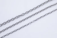 Stainless Steel Oval Chain 4x6mm - Yard or Full Spool - High Quality Polished Stainless Steel - Hypoallergenic