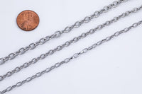 Stainless Steel Oval Chain 4x6mm - Yard or Full Spool - High Quality Polished Stainless Steel - Hypoallergenic