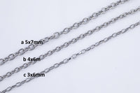 Stainless Steel Oval Chain 4x6mm - Yard or Full Spool - High Quality Polished Stainless Steel - Hypoallergenic