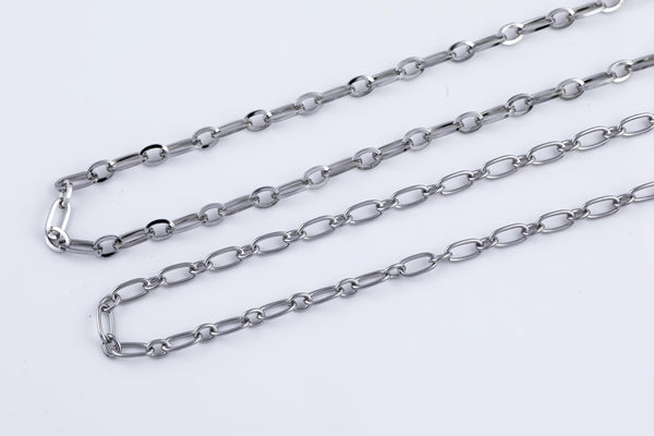 Stainless Steel PAPERCLIP Flat Chain - Yard or Full Spool - High Quality Polished Stainless Steel - Hypoallergenic 2.5mm 3mm 4mm