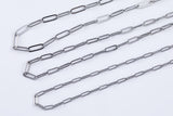 Stainless Steel PAPERCLIP Flat Chain - Yard or Full Spool - High Quality Polished Stainless Steel - Hypoallergenic 2.5mm 3mm 4mm