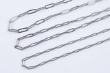 Stainless Steel PAPERCLIP Flat Chain - Yard or Full Spool - High Quality Polished Stainless Steel - Hypoallergenic 2.5mm 3mm 4mm