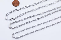 Stainless Steel PAPERCLIP Flat Chain - Yard or Full Spool - High Quality Polished Stainless Steel - Hypoallergenic 2.5mm 3mm 4mm