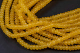 Honey Yellow-Colored Jade - High Quality in Roundel, 8mm- Full 15.5 Inch Strand-Full Strand 15.5 inch Strand Smooth Gemstone Beads
