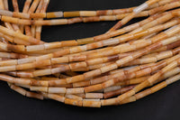Yellow Jade- beads tube tubular beads 15.5" 4x13mm