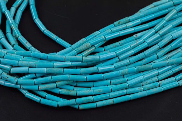 Turquoise tube tubular beads 15.5" 4x13mm