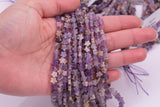 Natural Flower Amethyst 6mm Star Shaped Real Gemstone 15" Strand Smooth Gemstone Beads