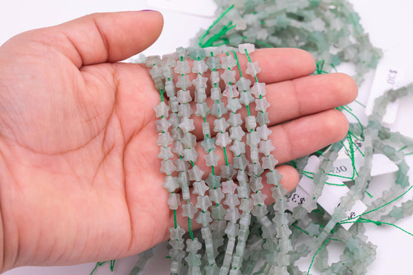 Natural Green Aventurine Beads 6mm Star Shaped Real Gemstone 15" Strand Smooth Gemstone Beads