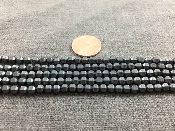 Gray Mat-Finished HEMATITE Beads. Round 4mm. Full Strand 16". AAA Quality AAA Quality