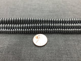 Platinum Plated. HEMATITE Beads. Flat Roundel 6mm, 8mm, or 10mm. Full Strand 16".