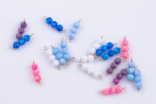 Gold Filled or Sterling Silver 4mm Round Opal CONNECTOR - Permanent Jewelry - USA made