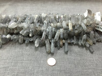 Natural Gray Quartz Freeform. Approximate 40mm Long. Full Strand 16". Gemstone Beads