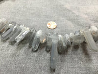 Natural Gray Quartz Freeform. Approximate 40mm Long. Full Strand 16". Gemstone Beads