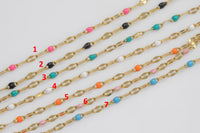 PVD Stainless Steel Enamel Chain for Permanent Jewelry by Yard, PVD Stainless Plating Wholesale bulk Roll Chain Jewelry