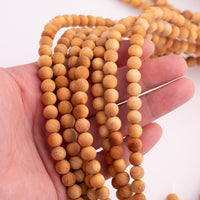 Natural Golden Sandalwood !Strong Scent! Smooth Round Beads 6mm 8mm 10mm 12mm 15.5" Strand Very Flagrant!