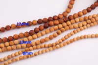 Natural Golden Sandalwood !Strong Scent! Smooth Round Beads 6mm 8mm 10mm 12mm 15.5" Strand Very Flagrant!