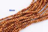Natural Golden Sandalwood !Strong Scent! Smooth Round Beads 6mm 8mm 10mm 12mm 15.5" Strand Very Fragrant!