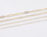 Paperclip chain 14k gold plated ion pvd plated brass - by the yard 2mm 3mm 4mm 5mm flat