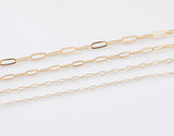 Paperclip chain 14k gold plated ion pvd plated brass - by the yard 2mm 3mm 4mm 5mm flat