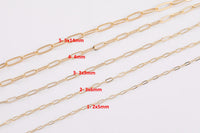 Paperclip chain 14k gold plated ion pvd plated brass - by the yard 2mm 3mm 4mm 5mm flat