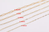 Paperclip chain 14k gold plated ion pvd plated brass - by the yard 2mm 3mm 4mm 5mm flat