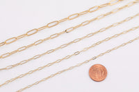 Paperclip chain 14k gold plated ion pvd plated brass - by the yard 2mm 3mm 4mm 5mm flat