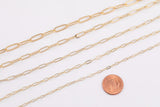 Paperclip chain 14k gold plated ion pvd plated brass - by the yard 2mm 3mm 4mm 5mm flat
