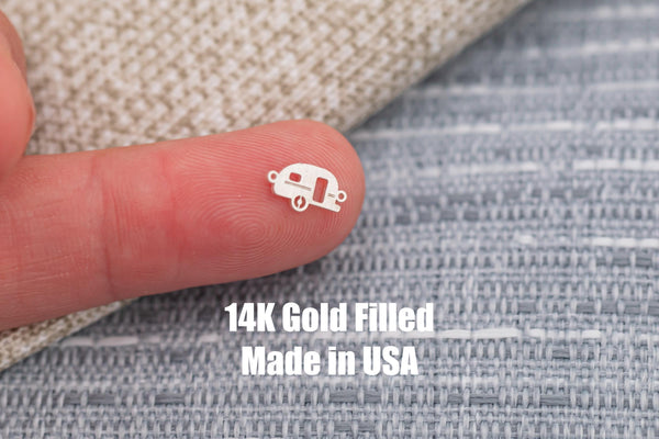RV Camper Camp Connector - Intricate Detail - 14kt gold filled or Sterling Silver - Made in the USA - Custom