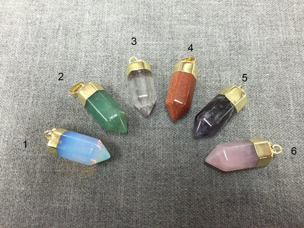 Thicker NATURAL GEMSTONE Pendants Gold Bezzle