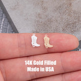 Fancy Cowgirl Cowboy Boots Connector - 14Kt Gold Filled or Sterling Silver- Boots Connectors - Bracelet or Necklace Permanent Jewelry Supply