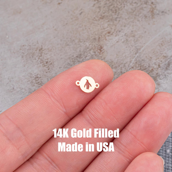 Penguin Connector Permanent Jewelry Connector or Charm- Intricate Detail - 14kt gold filled or Sterling Silver - Made in the USA