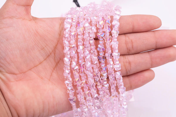 Small Butterfly Pink AB Crystal Beads 1 Full Strand