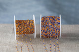 Orange and Blue- 1.5mm Gold-filled Sterling Silver Multi Color Close Spacing Enamel Chain by foot or 50 feet Permanent Jewelry Chain