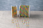 Rainbow- 1.5mm Gold-filled Or Sterling Silver Multi Color Close Tight Spacing Enamel Chain by the foot or 50 feet-- Permanent Jewelry Chain