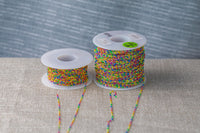 Rainbow- 1.5mm Gold-filled Or Sterling Silver Multi Color Close Tight Spacing Enamel Chain by the foot or 50 feet-- Permanent Jewelry Chain