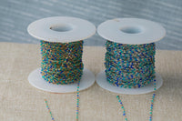 Ocean Blue Umbre- 1.5mm Gold-filled Or Sterling Silver Multi Color Close Enamel Chain by the foot or 50 feet-- Permanent Jewelry Chain