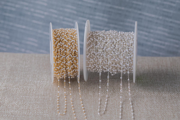 White- 1.5mm Gold-filled Or Sterling Silver Multi Enamel Chain by the foot or 50 feet-- Permanent Jewelry Chain-